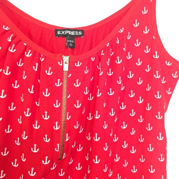 Express Red White Nautical Ship Anchor Cami Top - Picture 3 of 6
